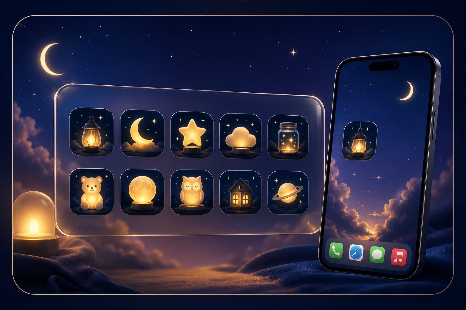 Preview of the NightLantern premium icon pack